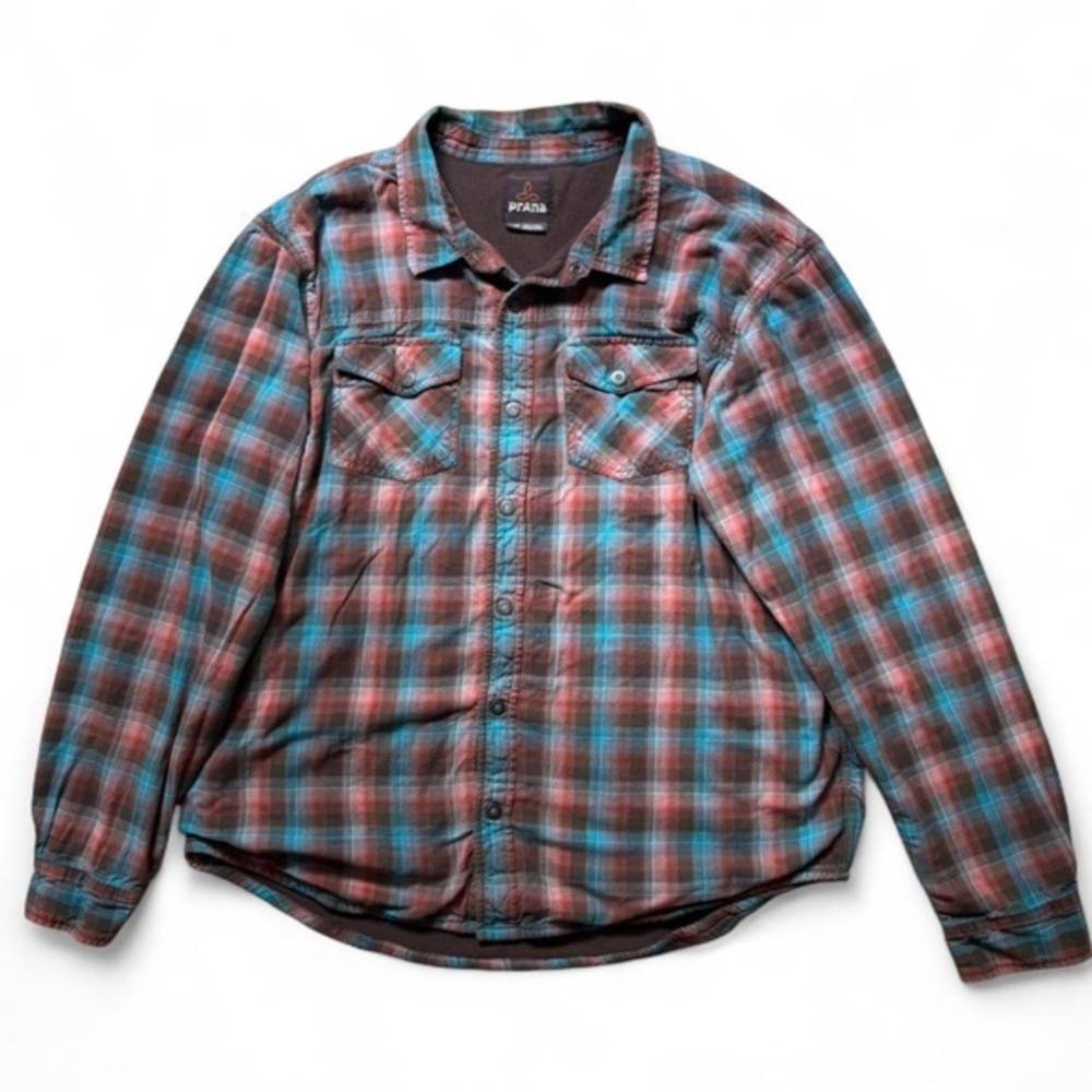 Men’s PrAna Breathe Lined Flannel XL 100% Organic Cotton Winter Layer Hiking